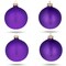 Set of 4 Matte Purple Glass Ball Christmas Ornaments 4 Inches